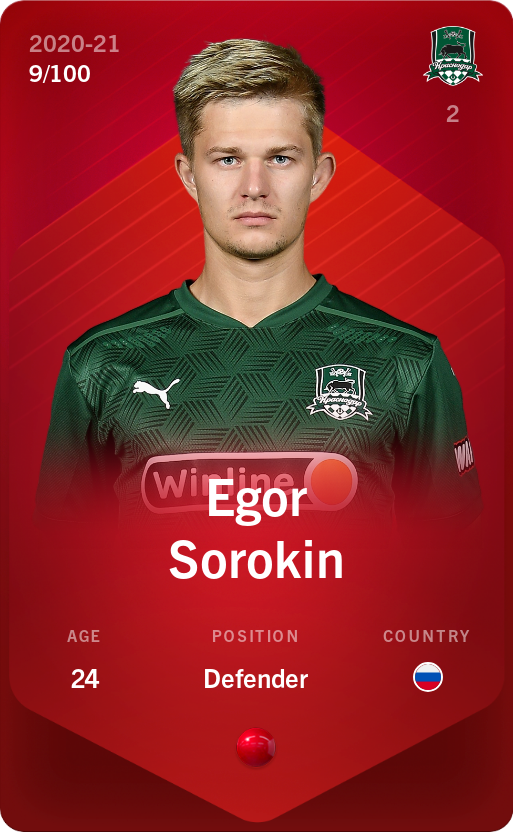 Sorare - Sorare Official - Egor Sorokin 2020-21 • Rare 9/100 - NFT # 115064020514764798773677836425687223473125692187061863532226277884848824997587