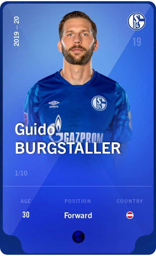 Sorare - Sorare Official - Guido Burgstaller 2019-20 • Super Rare 1/10 - NFT # 52298191820990779387815516100898465414098052968426985075968267576147521739807