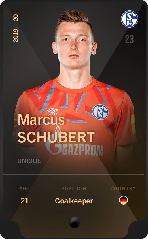 Sorare - Sorare Official - Marcus Schubert 2019-20 • Unique - NFT # 99670404957451288276926041444496017906338602519985210321115918063589491871042