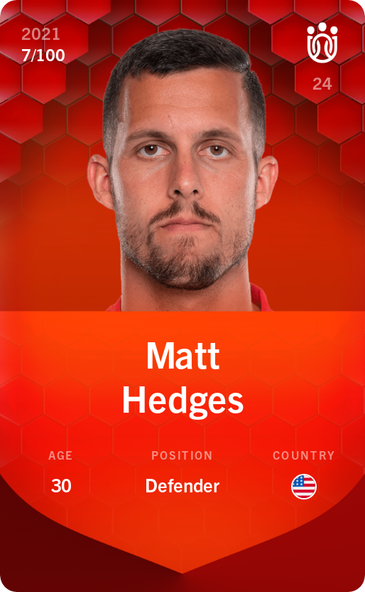 Sorare - Sorare Official - Matt Hedges 2021-22 • Rare 7/100 - NFT # 17587778087615237328880666994928215052549745933873064935705330836527482744984