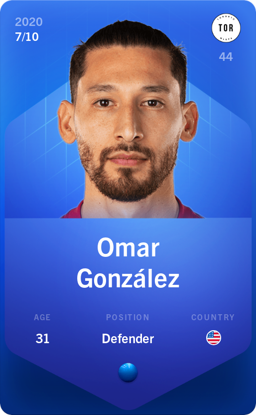 Sorare - Sorare Official - Omar González 2020-21 • Super Rare 7/10 - NFT # 96675860892978461142798482664975560125728580277669951882692762260098346389595