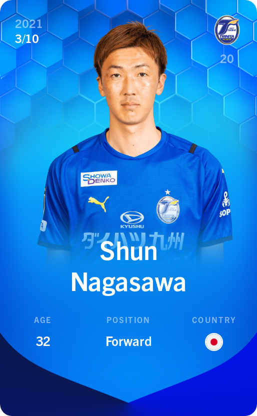 Sorare - Sorare Official - Shun Nagasawa 2021-22 • Super Rare 3/10 - NFT # 35094946426933011355535808935672154972333626748265880675645790490673590078981