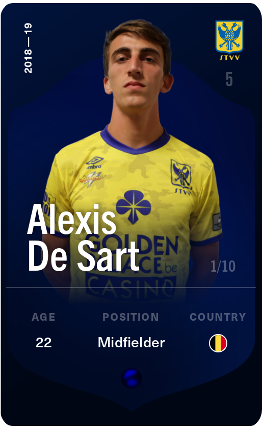 Sorare - Sorare Official - Alexis De Sart 2018-19 • Super Rare 1/10 - NFT # 63809398514682076213086745554487538694325783756738419939137681588381758270495
