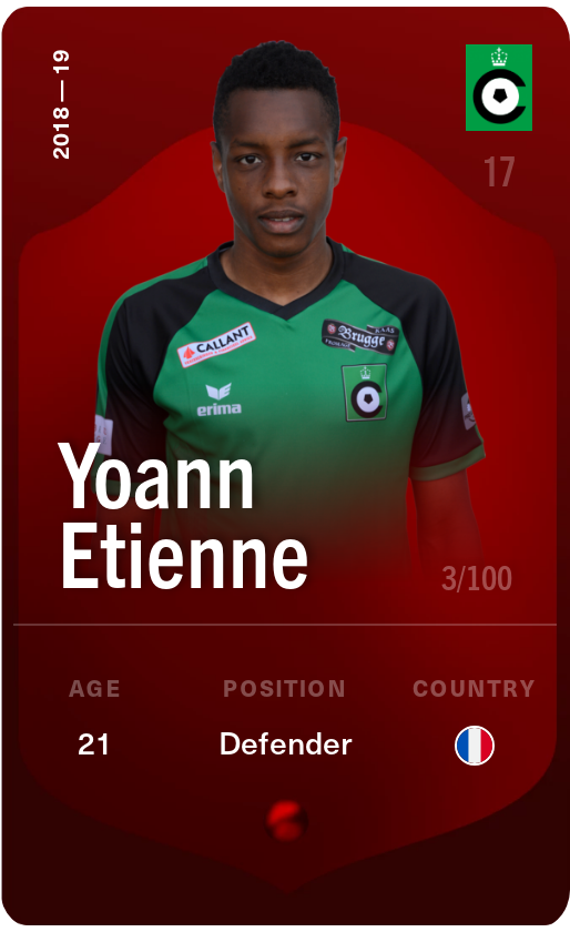 Sorare - Sorare Official - Yoann Etienne 2018-19 • Rare 3/100 - NFT # 103750196012604303421867716904415133536208016339291012012769909642518441576287