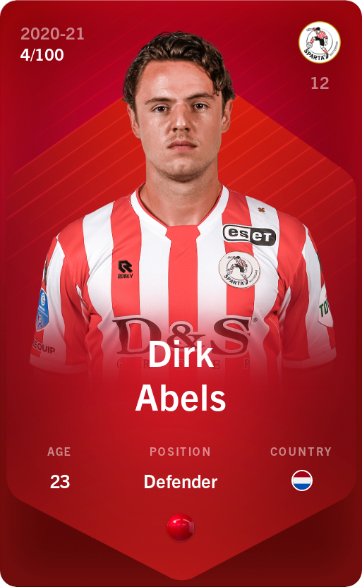 Sorare - Sorare Official - Dirk Abels 2020-21 • Rare 4/100 - NFT # 30114728907657199486447411750973487605277363530700132945846715113253159390032