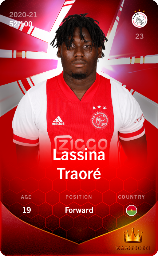 Sorare - Sorare Official - Lassina Traoré 2020-21 • Rare 52/100 - NFT # 9053755508951686352511349044494054923630292622848428204215013492323238047819