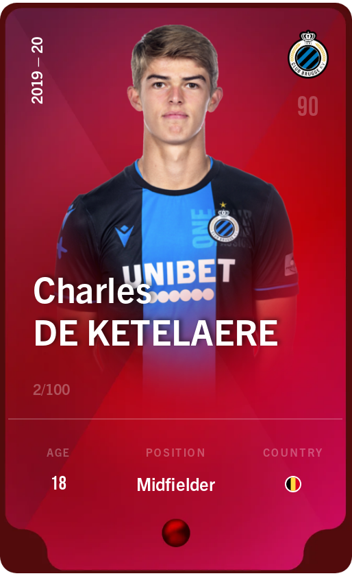 Sorare - Sorare Official - Charles De Ketelaere 2019-20 • Rare 2/100 - NFT # 17281982859214256635428253374686758551883465940194490854312346933558613350239