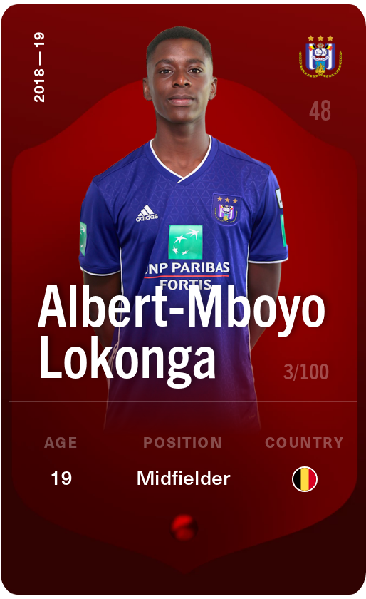 Sorare - Sorare Official - Albert-Mboyo Lokonga 2018-19 • Rare 3/100 - NFT # 85537913753662481816311935832181400997895080916748766781066885074891792575471