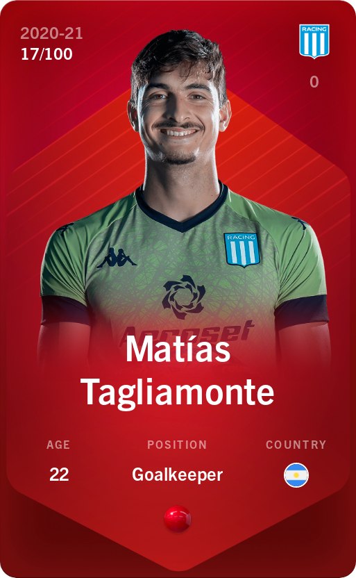 Sorare - Sorare Official - Matías Tagliamonte 2020-21 • Rare 17/100 - NFT # 37817272444182816479473996562925114659862552485913569182651345200586500966546