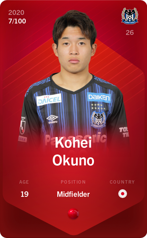 Sorare - Sorare Official - Kohei Okuno 2020-21 • Rare 7/100 - NFT # 79406749969629935641454556375431811182234622969863839343616350791238362627926