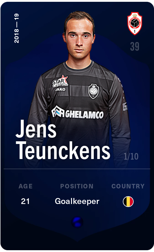 Sorare - Sorare Official - Jens Teunckens 2018-19 • Super Rare 1/10 - NFT # 74210181870683876946259827709073036142792198573133093153883142575908770926556