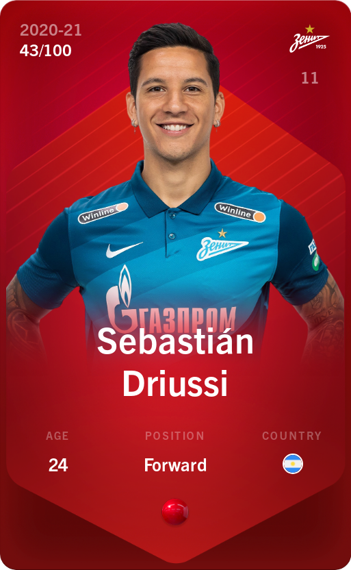 Sorare - Sorare Official - Sebastián Driussi 2020-21 • Rare 43/100 - NFT # 13696319648166744576411535577358058120331777368882077056504468989016912244012