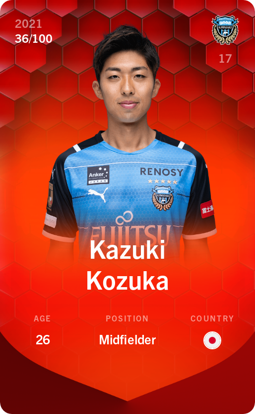 Sorare - Sorare Official - Kazuki Kozuka 2021-22 • Rare 36/100 - NFT # 55528063388156542506581024869512202591553268854992771876155382610688807079480