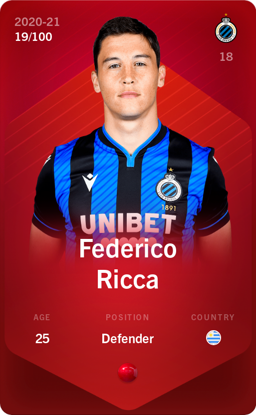 Sorare - Sorare Official - Federico Ricca 2020-21 • Rare 19/100 - NFT # 89367039750407633920675621148559097942888427265581884960787646200271403249507