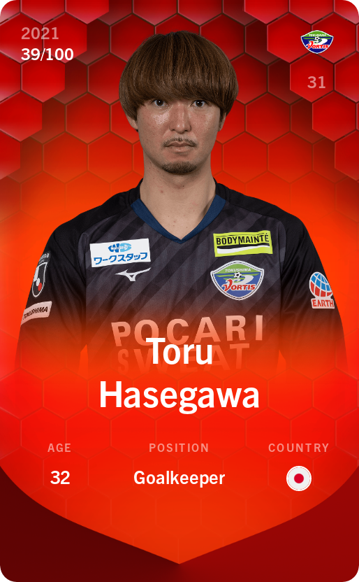 Sorare - Sorare Official - Toru Hasegawa 2021-22 • Rare 39/100 - NFT # 33384244429530802791814324596406996055021957620485120801105280552759425067218