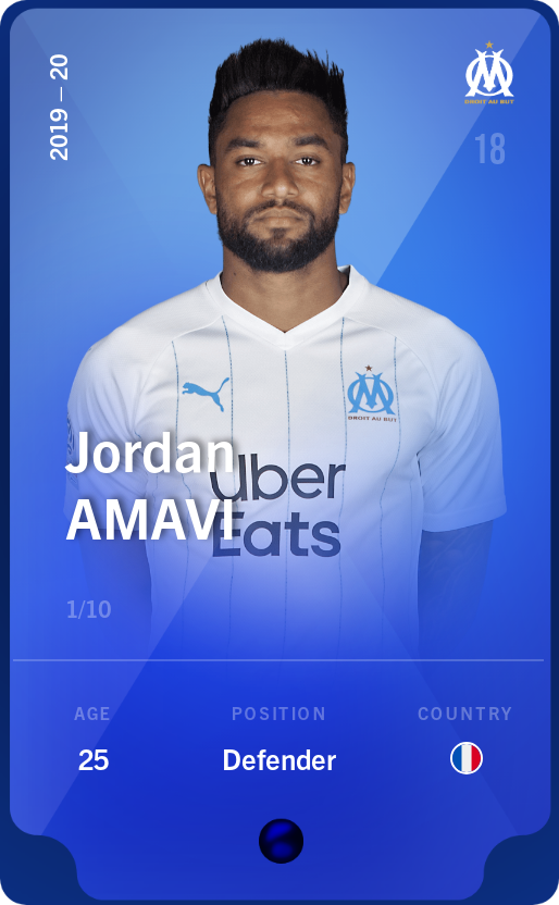 Sorare - Sorare Official - Jordan Amavi 2019-20 • Super Rare 1/10 - NFT # 23072164205705007661199041722611413654608563138542383435542283731760947797779