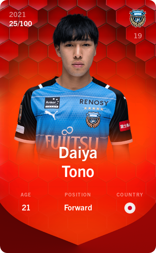 Sorare - Sorare Official - Daiya Tono 2021-22 • Rare 25/100 - NFT # 9866824692396201839090580395024095373141366359734055847540200803232072682803