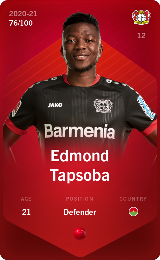 Sorare - Sorare Official - Edmond Tapsoba 2020-21 • Rare 76/100 - NFT # 812514045266457530417346950276111533345829652341647373776674773979954336234