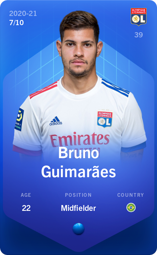 Sorare - Sorare Official - Bruno Guimarães 2020-21 • Super Rare 7/10 - NFT # 100562651642795946488593968321234306975801984229107647927468467672613536834238