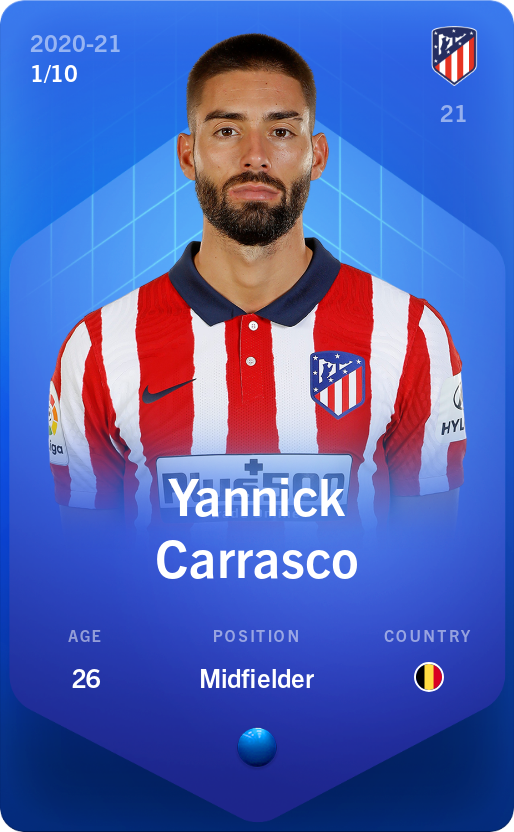 Sorare - Sorare Official - Yannick Carrasco 2020-21 • Super Rare 1/10 - NFT # 33980798177965911900363305606895691884364593855295082660081335081154704725918