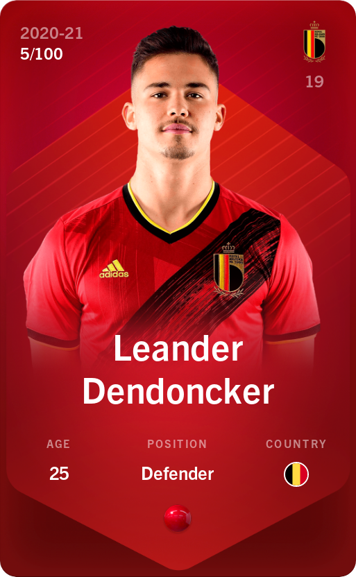 Sorare - Sorare Official - Leander Dendoncker 2020-21 • Rare 5/100 - NFT # 55349918752098342805842729391413245348149766492242937269813697371435116119492