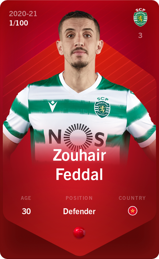 Sorare - Sorare Official - Zouhair Feddal 2020-21 • Rare 1/100 - NFT # 90799297907962652314094923349123844138026421303012763829455276029234307614617