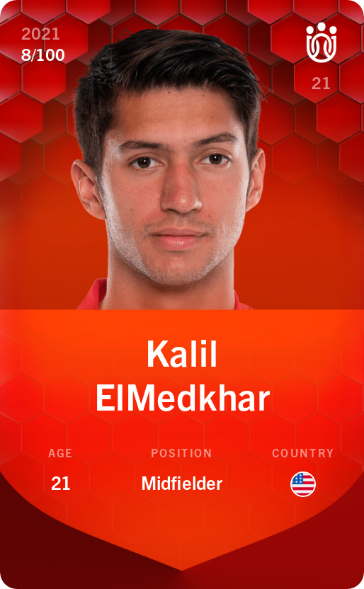 Sorare - Sorare Official - Kalil ElMedkhar  2021-22 • Rare 8/100 - NFT # 64303196182417883331221669956567184854793391870826239355403588162231104465912