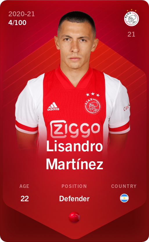 Sorare - Sorare Official - Lisandro Martínez 2020-21 • Rare 4/100 - NFT # 94296501428624122475318783378261786618802876934028387216385455843789096033426