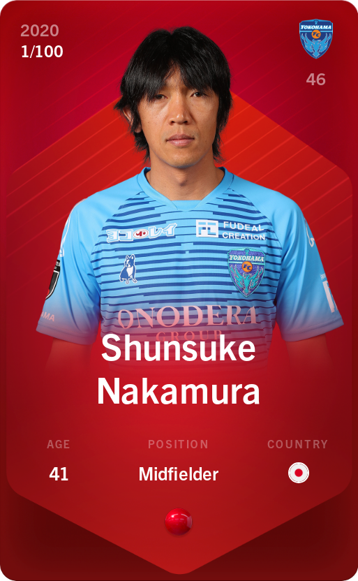 Sorare - Sorare Official - Shunsuke Nakamura 2020-21 • Rare 1/100 - NFT # 17729095159708429088574028173898322315809029734805082608497387294343379068553