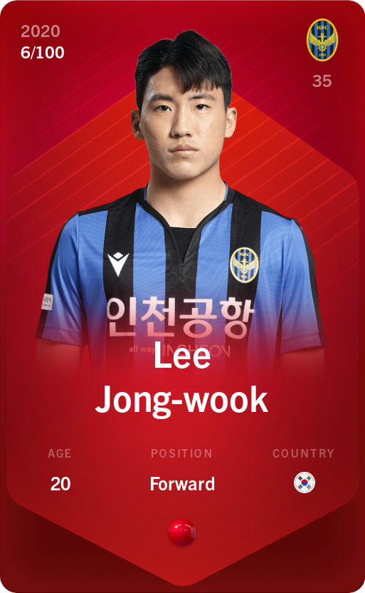 Sorare - Sorare Official - Lee Jong-wook 2020-21 • Rare 6/100 - NFT # 21028621764038892486982283070559642343211595823529528726364786042896592387345