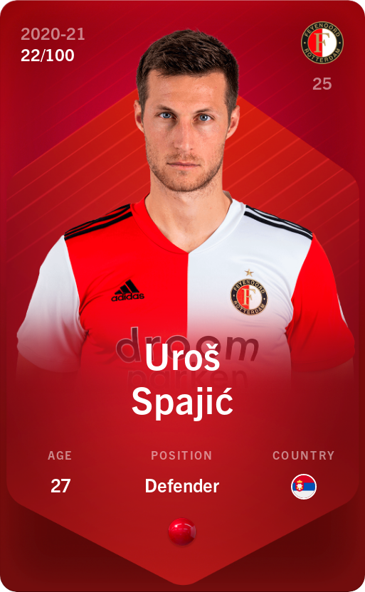 Sorare - Sorare Official - Uroš Spajić 2020-21 • Rare 22/100 - NFT # 7108400818474118690722307658047756859212125905535762421786047681005420738870