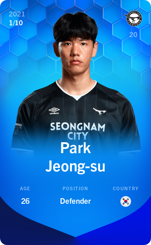 Sorare - Sorare Official - Park Jeong-su 2021-22 • Super Rare 1/10 - NFT # 28299331654122982750644852356514776894365805598238583033101507618920988807199