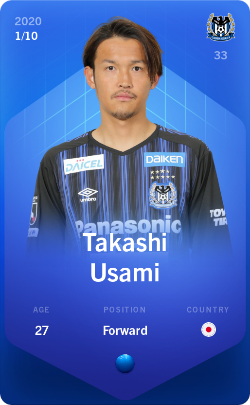 Sorare - Sorare Official - Takashi Usami 2020-21 • Super Rare 1/10 - NFT # 29131161837908713557084550071017653745673969247794734864379187823655821213703