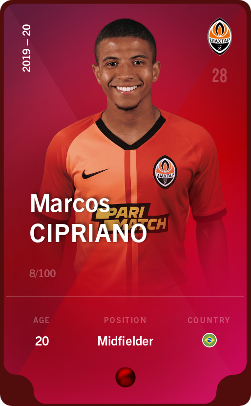 Sorare - Sorare Official - Marcos Cipriano 2019-20 • Rare 8/100 - NFT # 109485663632351814591459405341877684693770736362241845501572611508501703142475
