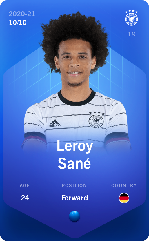 Sorare - Sorare Official - Leroy Sané 2020-21 • Super Rare 10/10 - NFT # 16417994209176990143688164425475201326737527943620082911695840802483881032032