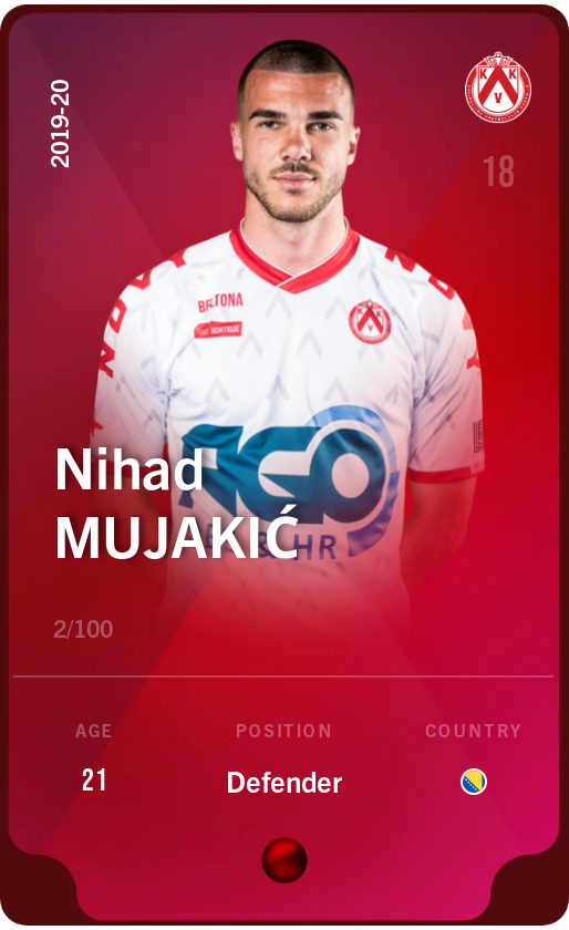 Sorare - Sorare Official - Nihad Mujakić 2019-20 • Rare 2/100 - NFT # 1660183659719877537412659768555498083838824765530324112230107496965612820621