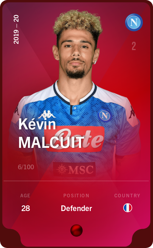 Sorare - Sorare Official - Kévin Malcuit 2019-20 • Rare 6/100 - NFT # 114153741069915859339005311948761535018877509308538121742572692680314000344006