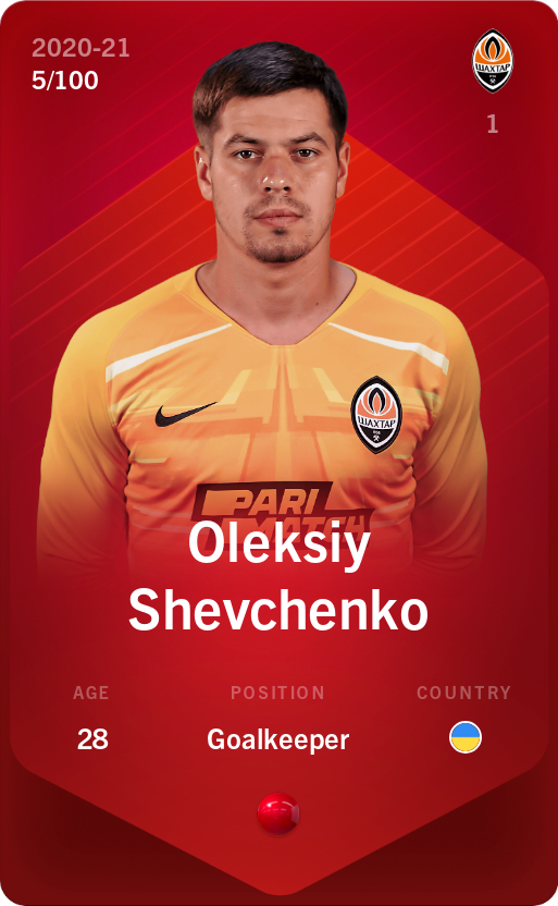 Sorare - Sorare Official - Oleksiy Shevchenko 2020-21 • Rare 5/100 - NFT # 58215514410089554062840310123873557243063808654404314327305823941942987866245