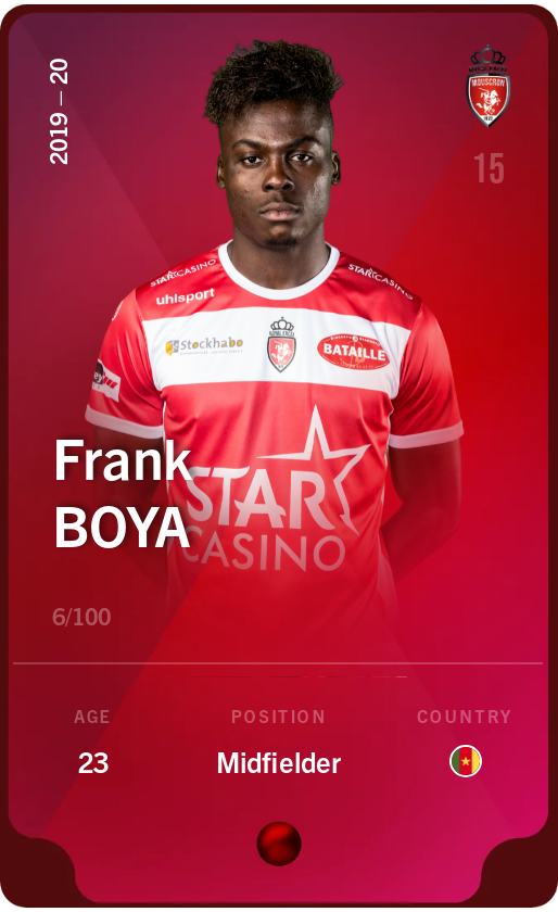 Sorare - Sorare Official - Frank Boya 2019-20 • Rare 6/100 - NFT # 61130471434148340698686758127289582516733754592064933516443467290322868849421