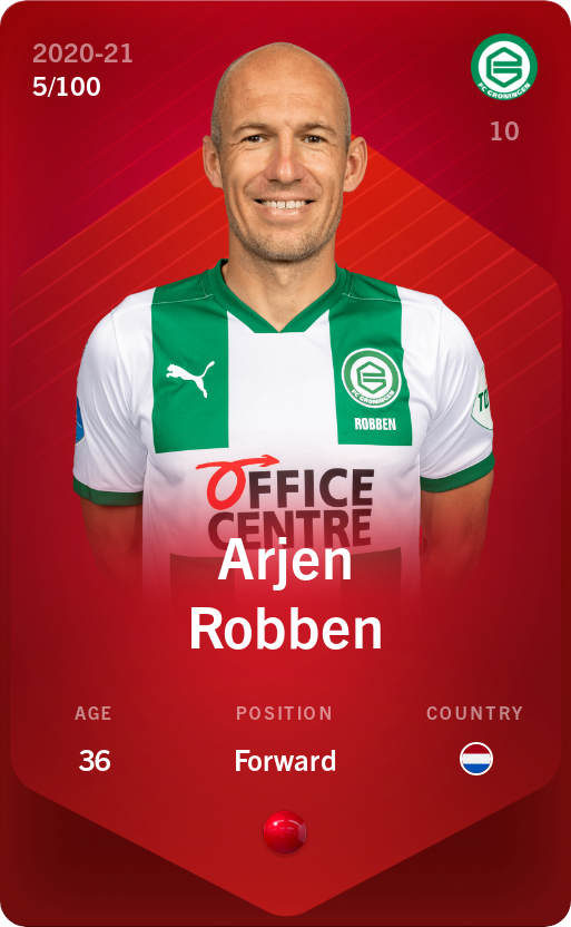 Sorare - Sorare Official - Arjen Robben 2020-21 • Rare 5/100 - NFT # 33972513054965242798988739899200611545985795558815360039521473759142629067901