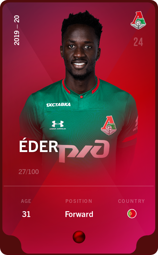 Sorare - Sorare Official - Éder 2019-20 • Rare 27/100 - NFT # 45219513905946263029326862772790111208489892124906319209941258375606248948396