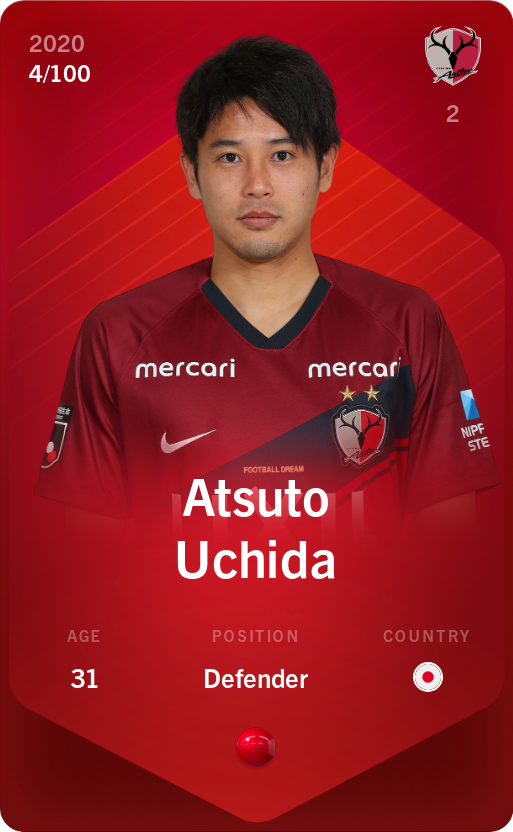 Sorare - Sorare Official - Atsuto Uchida 2020-21 • Rare 4/100 - NFT # 87992273954226127029911032416914366556811427681965419346165945359270407476111