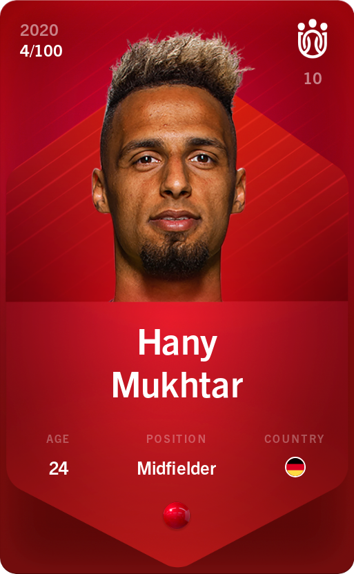 Sorare - Sorare Official - Hany Mukhtar 2020-21 • Rare 4/100 - NFT # 50426688076552835543992696347360483089950500861937884275753075308756344783942