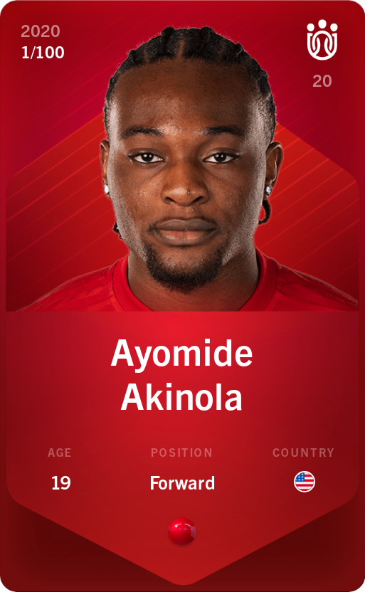 Sorare - Sorare Official - Ayomide Akinola 2020-21 • Rare 1/100 - NFT # 90265480048153609016282445343342498891258536249836762037797634049514888425157