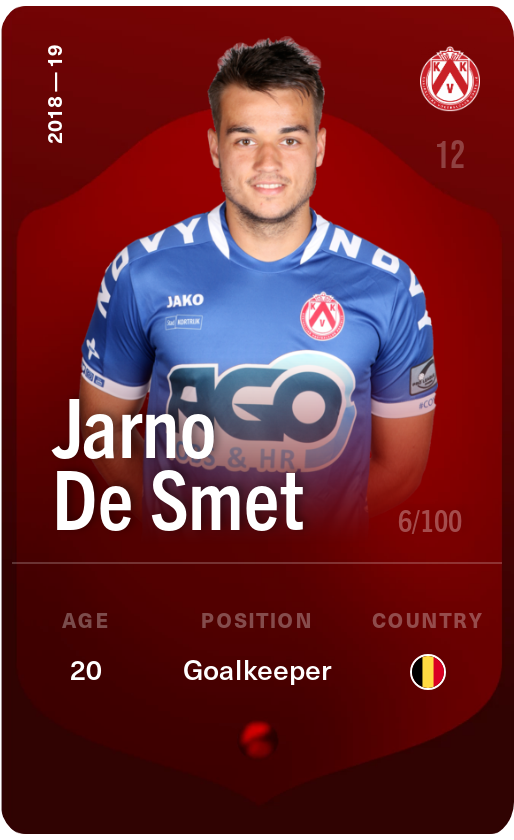 Sorare - Sorare Official - Jarno De Smet 2018-19 • Rare 6/100 - NFT # 39072179900932262377661423214595939430457407017541937466339238731468086741804