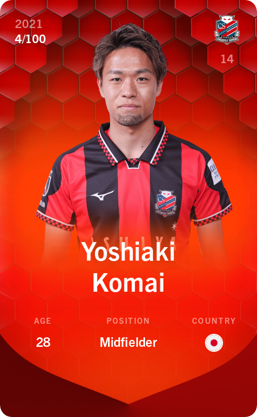 Sorare - Sorare Official - Yoshiaki Komai 2021-22 • Rare 4/100 - NFT # 85639903946578717219435185634876927634135397865292049195467422615079173570117