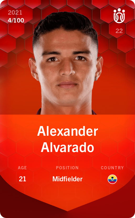 Sorare - Sorare Official - Alexander Alvarado 2021-22 • Rare 4/100 - NFT # 46364324810324720102525411356761643314888013757548328093793964546123124685193