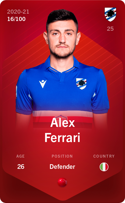 Sorare - Sorare Official - Alex Ferrari 2020-21 • Rare 16/100 - NFT # 80374574317498072625884006495518177914399943562608281767298544308596517024448