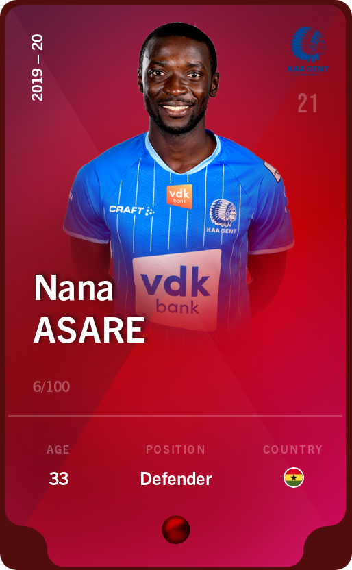Sorare - Sorare Official - Nana Asare 2019-20 • Rare 6/100 - NFT # 42004351950618346378110444240499917132090298636097416907742660846763174248718