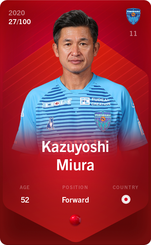 Sorare - Sorare Official - Kazuyoshi Miura 2020-21 • Rare 27/100 - NFT # 27660044177666577175644276430539319659191492989700154189592794821147307641830